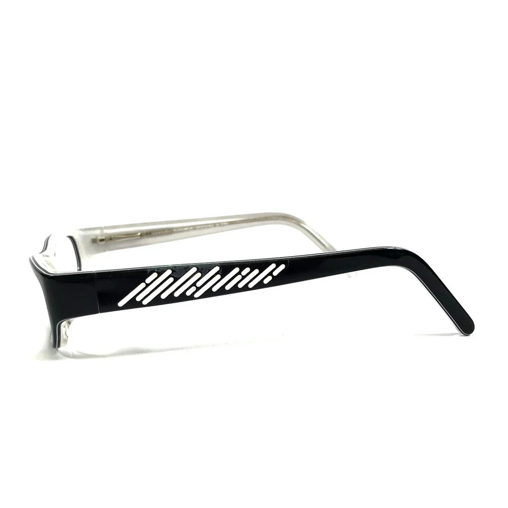 Chromos Eyeglasses Frames RIQ BLK/WHITE Black White Rectangle Full Rim 51-16-135